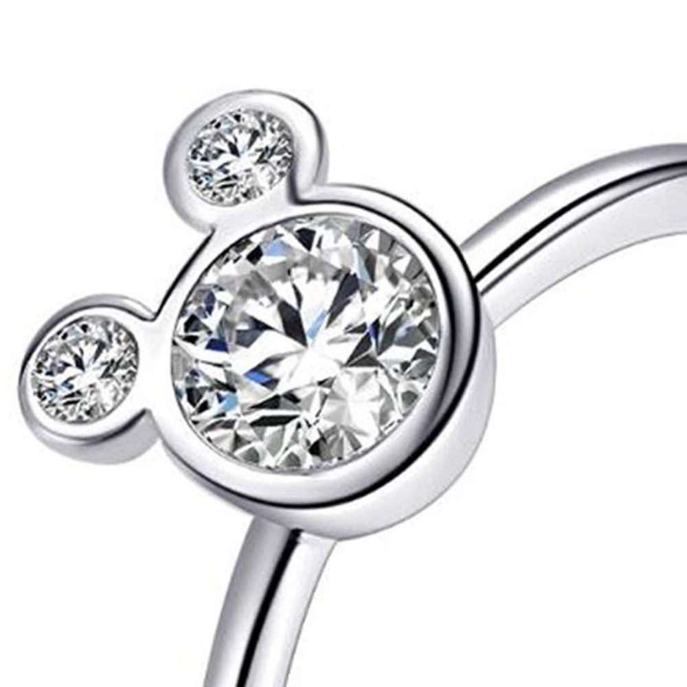 LAST ONE Silver Mickey Minnie Mouse Ring CZ 925 - Picture 2 of 2